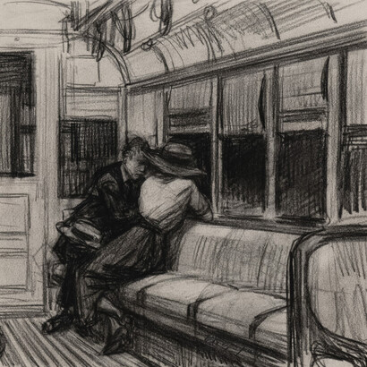 Edward Hopper, Night on the El train, 1918. Courtesy of Collection of Mr. and Mrs. Leonard L. Millberg and the New-York Historical Society Gallery