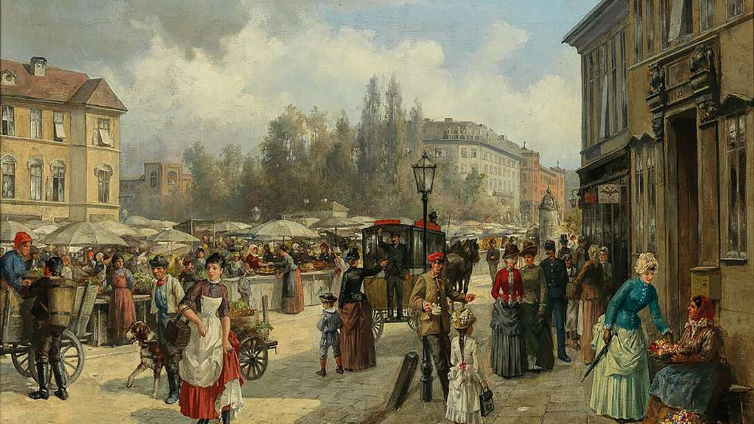 Franz von Persoglia, A view of Naschmarkt in Vienna