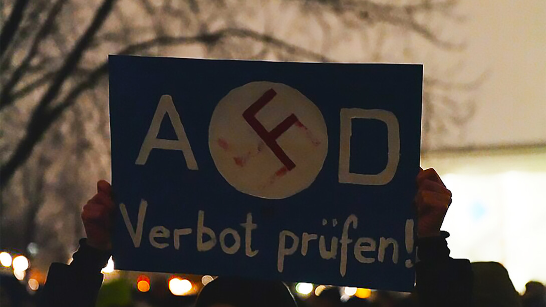 Protest in front of the chancellery in Berlin demanding an application to ban the AFD party, Germany