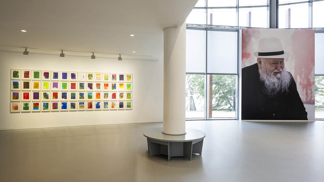 Hermann Nitsch, Tribute of colours, exhibition view. Courtesy of Danubiana