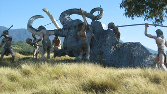 A prehistoric scene recreated at Baconao Park in Santiago de Cuba
