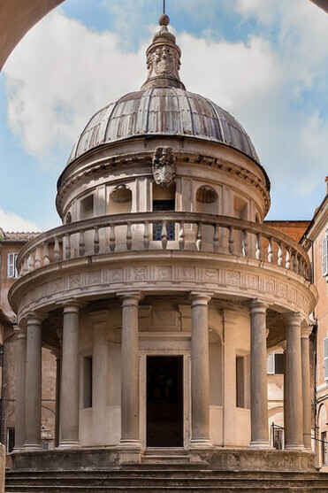 The Tempietto is a small commemorative tomb (martyrium) designed by Donato Bramante, Italy