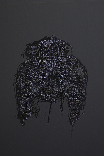 Raul Gabriel. Bitume e acrilico su tela