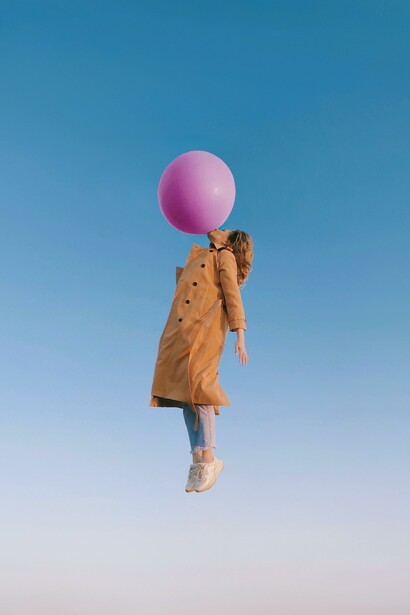 A woman flying with bubblegum. The superego pushes us to obtain the ego ideal or our view of what is right, it also represents our conscience or our view of what is considered to be wrong