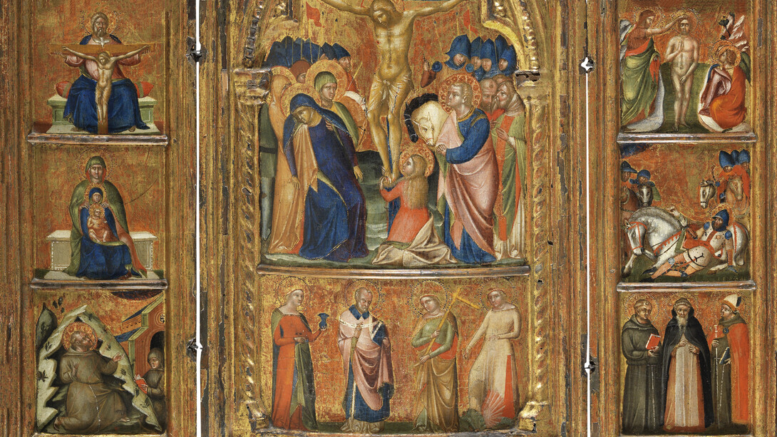 Lorenzo Veneziano, Portable triptych with a central crucifixion, ca. 1370-1375. Courtesy of Museo Thyssen-Bornemisza