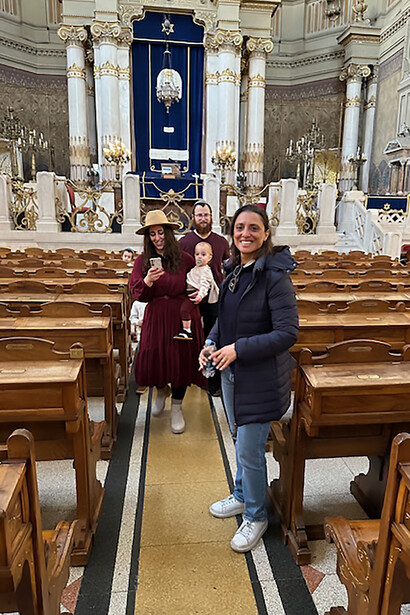 Micaela Pavoncello giving a tour inside the Great Synagogue of Rome March 2024, photo by Brenda Lee Bohen, Italy