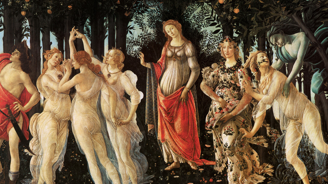 Sandro Botticelli, Primavera or Allegory of Spring, c. 1478-1485. Tempera on panel, 203 x 314 cm. Galleria degli Uffizi, Florence