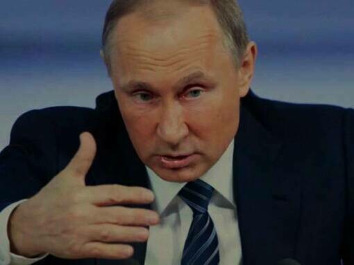 Russian President Vladimir Putin explaining his stance on the issues during a television broadcast in Russia