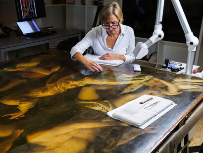 Conservation of Correggio's Madonna of Saint Sebastian. Courtesy of Albertinum Museum
