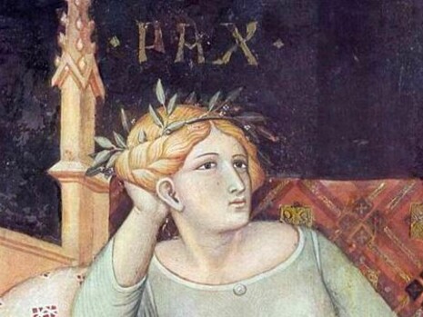 Personificación de la paz, detalle de la «Alegoría del buen y mal gobierno y sus efectos», Ambrogio Lorenzetti