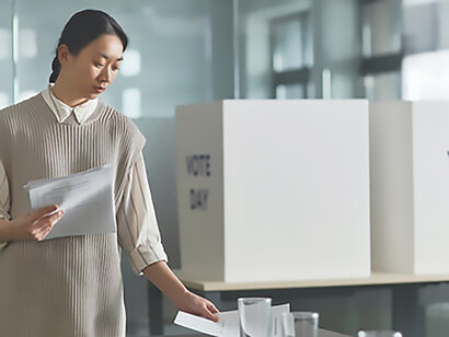 A woman preparing the election field