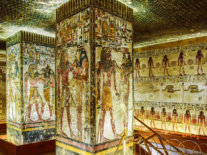 One of the tombs inside the Valley of Kings, also known as 'the Place of Truth', in Luxor, Egypt, showcasing the beauty and magnificence of the ancient world's art and creativity