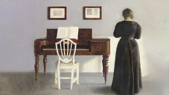 Vilhelm Hammershøi, Interior with the artist's wife seen from behind