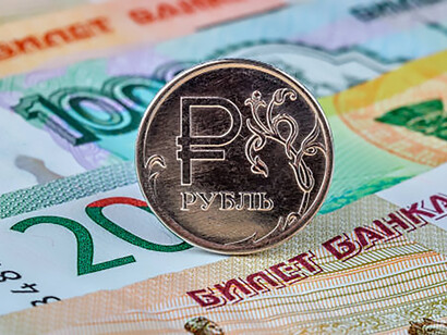 Banknotes and coins: embodying the economic decline of Russian ruble, a tangible representation of worsening finance