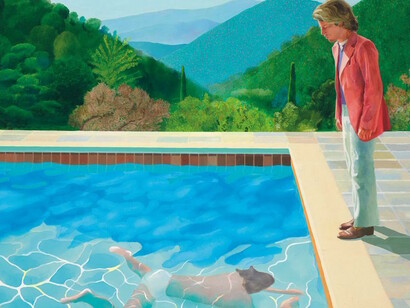 David Hockney, Portrait of an Artist (Pool with Two Figures) (1972). Copyright the artist