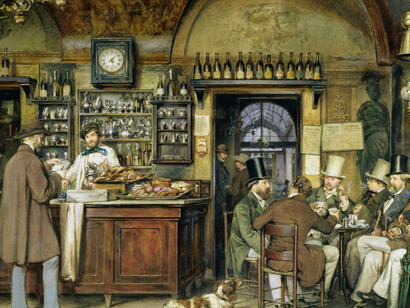 Ludwig Passini, Künstler im Cafe Greco in Rome, Italy