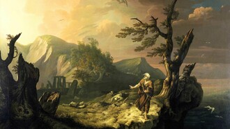 El bardo, 1774, del artista galés Thomas Jones. Óleo sobre lienzo, perteneciente actualmente al Museo Nacional de Gales en Cardiff