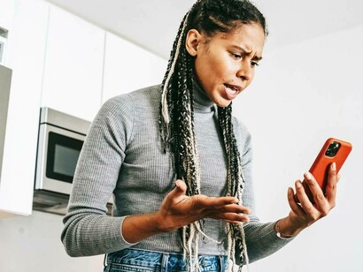 Woman surprised by her social media