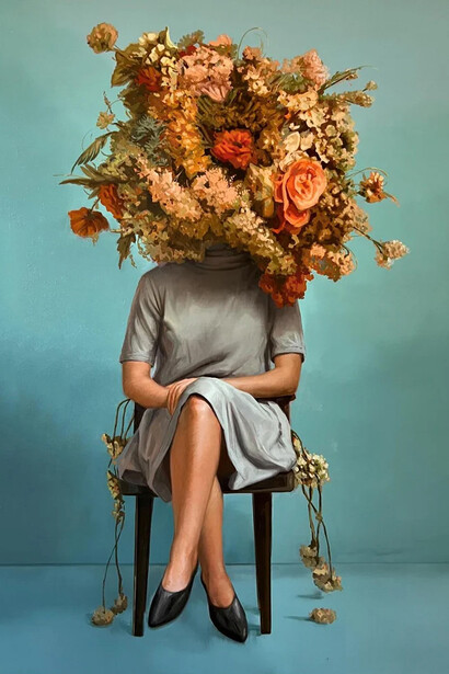 Johan Barrios, Flower couple woman. Courtesy of Saltfineart