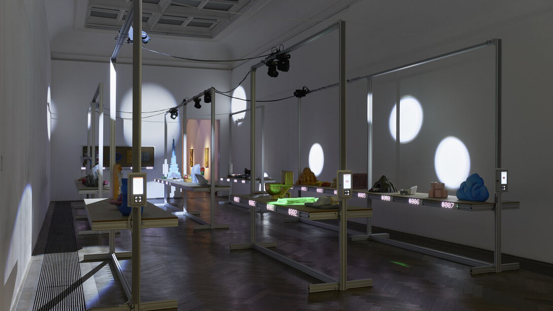 Neïl Beloufa, Humanities, exhibition view. Courtesy of Kunsthalle Basel