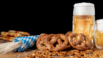 Bavarian snacks displayed on a table