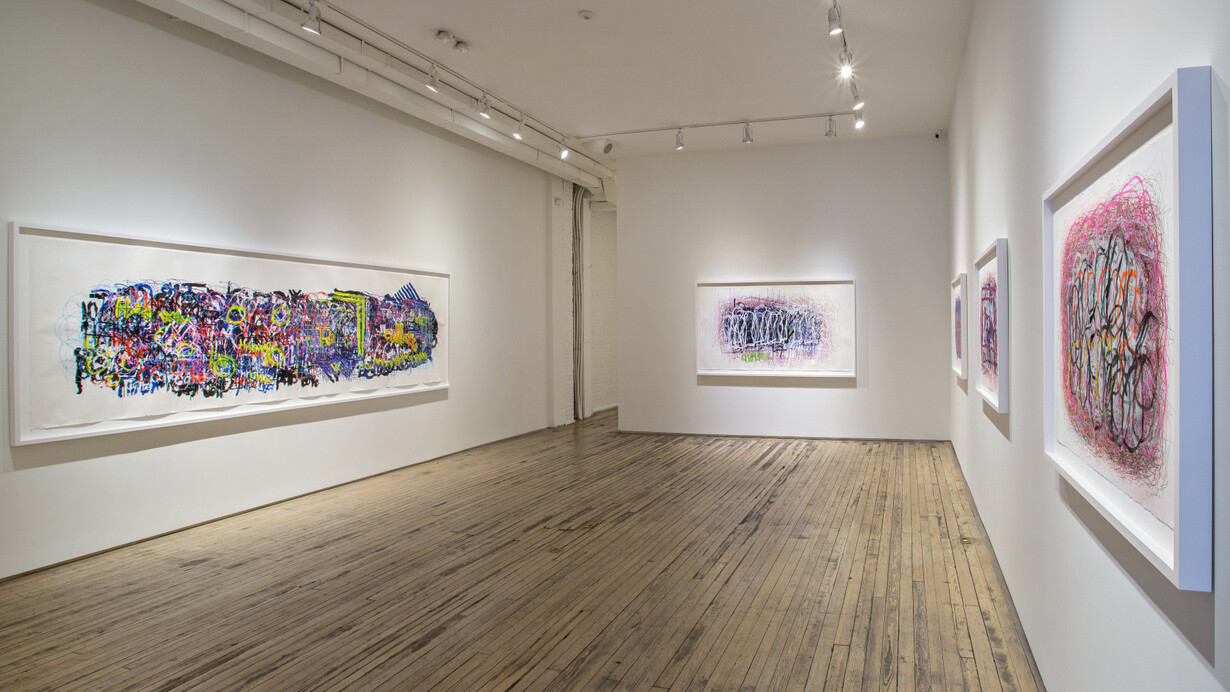 Dan Miller, Light bulb, socket, outlet, fan, exhibition view. Courtesy of Andrew Edlin Gallery