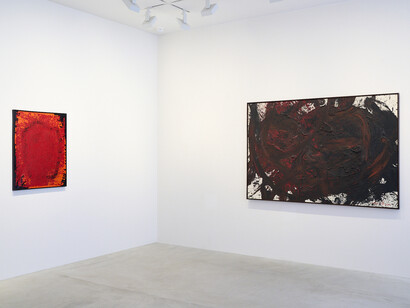 Kazuo Shiraga and Akira Kanayama, Plus-minus, exhibition view. Courtesy of Fergus McCaffrey Gallery