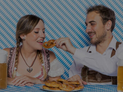 German pretzel tasting by Bavarian couple