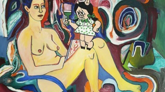 Susan Bee, Portrait of the Artist as a Young Pig, 1983, 50” x 60", oil on linen