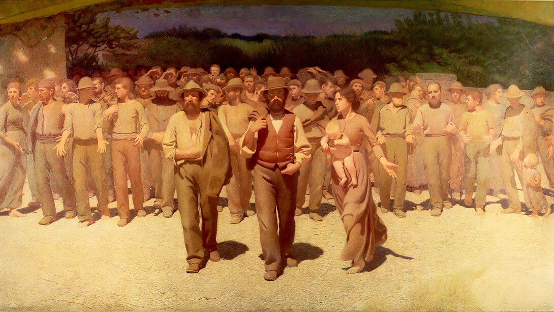 The famous “Fourth State” a giant work who became the symbol of social revenge. The best way to appreciate this big painting is to analyse any particular, where we can find another mastery of pointillized colours, Giuseppe Pellizza