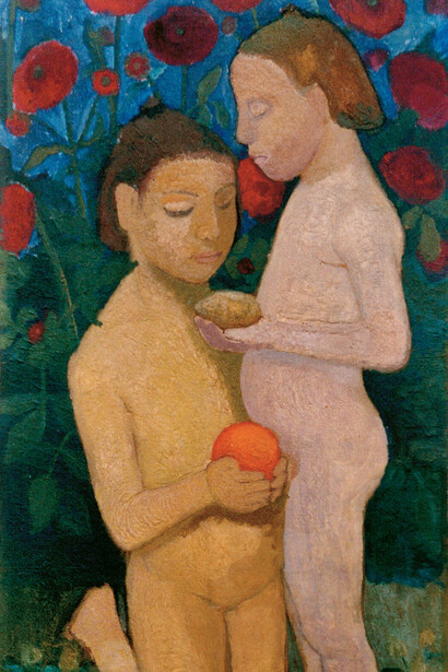 Paula Modersohn-Becker, Standing and kneeling nude girls in front of poppies II, 1906. Courtesy of the Art Institute of Chicago