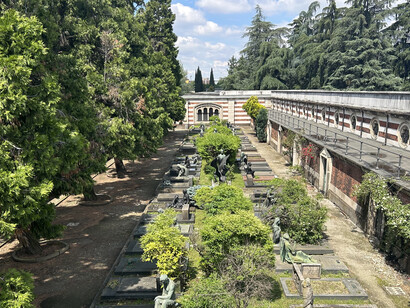 Non-Catholic (Protestan, Greek Orthodox, Armenian) section, often described as an open-air museum, the cemetery, located in Milan's Garibaldi district in Italy, combines park-like serenity with artistic and architectural brilliance