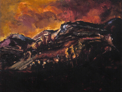 Raging Fire, oil on canvas, 1988, 60 x 64 cm