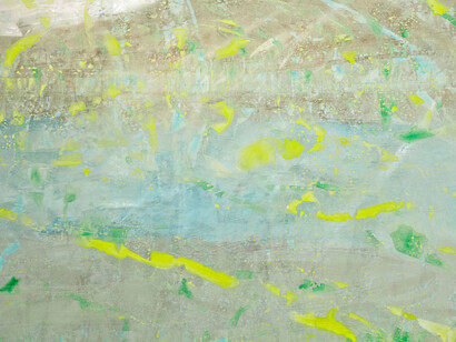 Karla Black, The Body Presumes Again And Again, detail, 2014, cellophane, sellotape, paint, nail varnish, 233 x 1150 cm, 91 3/4 x 452 3/4 ins, Copyright the artist; Courtesy Stuart Shave/Modern Art, London, and Gisela Capitain, Cologne; Photography RG Image