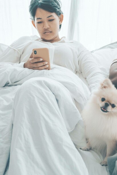 Woman staring at her phone