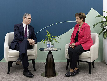 Baku, Azerbaijan. Prime Minister Keir Starmer meets with IMF President Kristalina Georgieva for a bilateral as attends COP29 in Azerbaijan