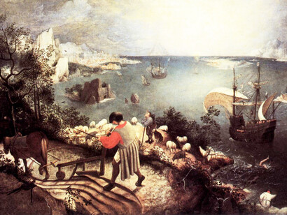 Landscape with the Fall of Icarus painting, Pieter Brueghel