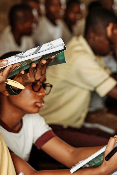 A student studying in the classroom