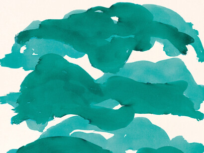 Mary Heilmann, Lineup 2, 2017. Color sugar lift aquatint with spit bite aquatint on gampi paper chine collé. Image size: 12 x 10"; paper size: 18 x 15". Edition 30. Courtesy of Crown Point Press