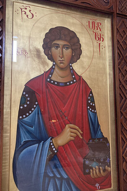 Saint Pantaleon, in the Orthodox church in Batumi, Georgia