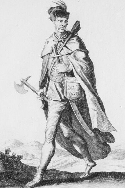 Illustration of a Hungarian Hajduk, from an 1703 book from Bavaria