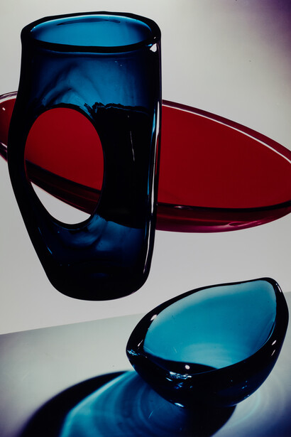 Franz Lazi, Three glasses, Grail Glass Workshops, 1951-52. Courtesy of Museum für Kunst und Gewerbe Hamburg