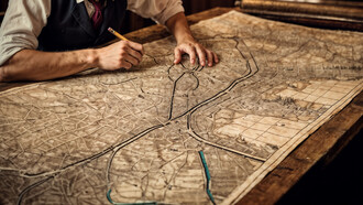 A strategist studying and revising a map, highlighting the transformation of the world's political landscape in 2026