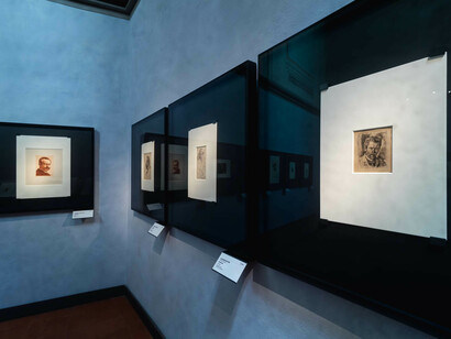 Various artists, Self-portraits on paper by 19th-century masters, exhibition view. Courtesy of Gallerie degli Uffizi