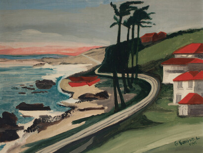 Gwendolyn Knight (1913–2005)
Untitled (Barbados), 1945
Oil on canvas board, 24 x 20 in.
Courtesy of DC Moore Gallery, New York
The Jacob and Gwendolyn Lawrence Foundation
© 2018 The Jacob and Gwendolyn Knight Lawrence Foundation, Seattle / Artists Rights Society (ARS), New York
