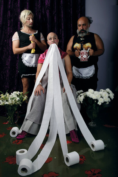 Ramin Haerizadeh, Rokni Haerizadeh, and Hesam Rahmanian. Courtesy of SCHIRN