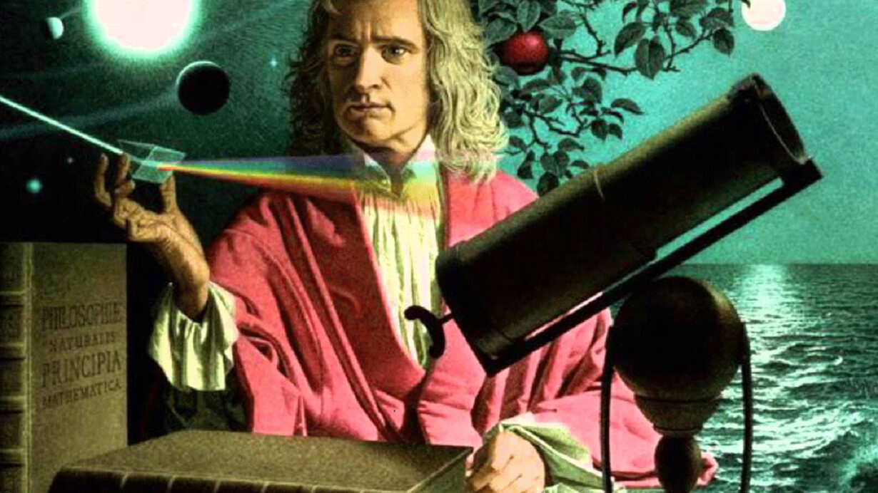 Sir Isaac Newton, illustrazione di Jean-Leon Huens