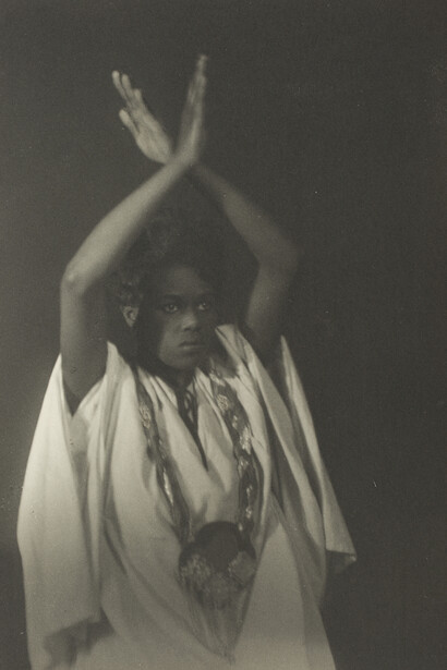 Doris Ulmann (American, 1882–1934) Untitled (African dancer), n.d., Gelatin silver print, Approx. 8 x 6 inches. University of Kentucky Art Museum, Gift of Thomas M.T. Niles and John Edward Niles