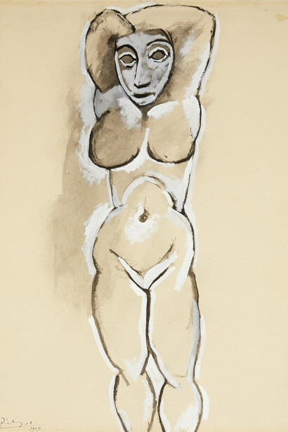 Female Nude with Arms Raised, Pablo Picasso, 1907, Sainsbury Centre, UEA. Donated by Robert and Lisa Sainsbury, 1973. © Succession Picasso DACS, London 2024. Photo James Dunn