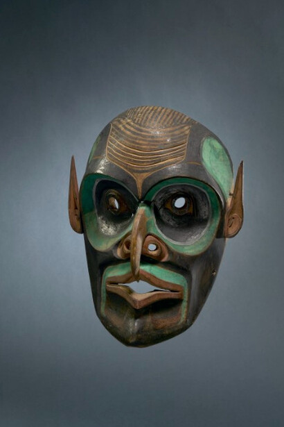 Kwakwaka'wakw artist, Bak'was (the wild man of the woods) mask. Courtesy of Denver Art Museum